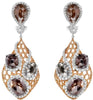 17.49CT WHITE & MOCHA DIAMOND 18KT 2 TONE GOLD 3D MULTI SHAPE HANGING EARRINGS
