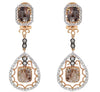 LARGE 8.12CT WHITE & MOCHA DIAMOND 18KT ROSE GOLD 3D TEAR DROP HANGING EARRINGS