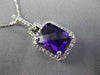 ESTATE LARGE 2.70CT DIAMOND & AMETHYST 14KT WHITE GOLD HALO EMERALD CUT PENDANT