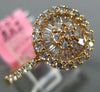 ESTATE .66CT ROUND & BAGUETTE DIAMOND 18KT ROSE GOLD 3D FLOWER HEART LOVE RING