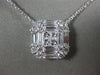 ESTATE LARGE 1.35CT DIAMOND 18KT WHITE GOLD MULTI SHAPE CLUSTER SQUARE NECKLACE