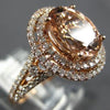 ESTATE LARGE 3.04CT DIAMOND & AAA MORAGNITE 14KT ROSE GOLD OVAL ENGAGEMENT RING