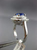 ESTATE WIDE 2.54CT DIAMOND & SAPPHIRE 18K WHITE GOLD DOUBLE HALO ENGAGEMENT RING