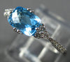 ESTATE 1.0CT DIAMOND & AAA BLUE TOPAZ 14K WHITE GOLD 3D CLUSTER RECTANGULAR RING