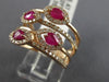 ESTATE LARGE 1.09CT DIAMOND & AAA RUBY 14KT ROSE GOLD MULTI ROW ANNIVERSARY RING