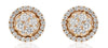 LARGE .75CT DIAMOND 18KT ROSE GOLD 3D CLUSTER FLOWER HALO CLASSIC STUD EARRINGS