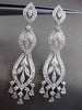 ESTATE LARGE 2.0CT DIAMOND 18KT WHITE GOLD FILIGREE MILGRAIN HANGING EARRINGS