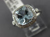 ESTATE 2.08CT DIAMOND & AAA AQUAMARINE 14KT WHITE GOLD 3D SQUARE ENGAGEMENT RING