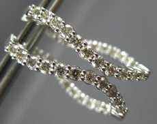 ESTATE 1.0CT DIAMOND 14K WHITE GOLD CLASSIC OVAL CURVED INSIDE OUT HOOP EARRINGS