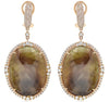 LARGE 55.62CT DIAMOND & AAA BROWN SAPPHIRE 14KT ROSE GOLD OVAL HANGING EARRINGS
