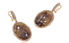 LARGE 55.62CT DIAMOND & AAA BROWN SAPPHIRE 14KT ROSE GOLD OVAL HANGING EARRINGS