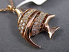 ESTATE .26CT DIAMOND 14KT ROSE GOLD HANDCRAFTED 3D LUCKY FISH FLOATING PENDANT