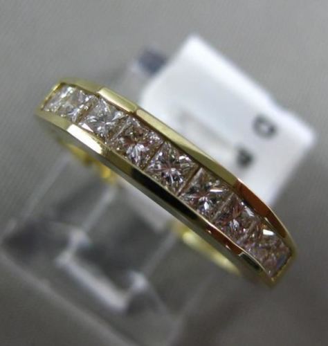 ESTATE .73CT PRINCESS DIAMOND 14KT YELLOW GOLD 3D SEMI ETERNITY ANNIVERSARY RING