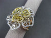 ANTIQUE LARGE 2.43CT DIAMOND 18KT TRI COLOR GOLD 3 DIMENSIONAL FLOWER  RING