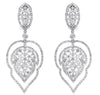 LARGE 5.70CT DIAMOND 18KT WHITE GOLD 3D OPEN FILIGREE LEAF HANGING EARRINGS
