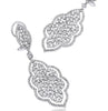 LARGE 6.5CT DIAMOND 18K WHITE GOLD FLOWER OPEN FILIGREE CLIP ON HANGING EARRINGS