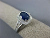 ESTATE WIDE 1.10CT DIAMOND & AAA SAPPHIRE 14K WHITE GOLD 3D HALO ENGAGEMENT RING