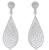 EXTRA LARGE 7.39CT DIAMOND 18KT WHITE GOLD DOUBLE TEAR DROP FUN HANGING EARRINGS