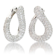 ESTATE 4.80CT DIAMOND 18KT WHITE GOLD MULTI ROW LOVE KNOT SEMI INFINITY EARRINGS