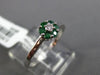 ESTATE .23CT DIAMOND & AAA EMERALD 14K WHITE GOLD FLOWER CLUSTER FRIENDSHIP RING