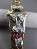 ANTIQUE LARGE .70CTW DIAMOND & AAA RUBY 14KT TWO TONE GOLD WATCH BRACELET #23738
