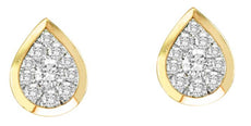 .33CT DIAMOND 14KT YELLOW GOLD CLUSTER INVISIBLE BEZEL TEAR DROP STUD EARRINGS