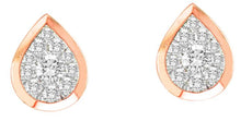 .33CT DIAMOND 14KT ROSE GOLD 3D CLUSTER INVISIBLE BEZEL TEAR DROP STUD EARRINGS