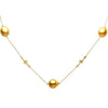 ESTATE .90CT DIAMOND & GOLDEN PEARL 14KT YELLOW GOLD FLOWER BY THE YARD NECKLACE