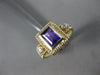 ESTATE .98CT DIAMOND & AAA AMETHYST 14KT YELLOW GOLD 3 STONE FILIGREE FUN RING