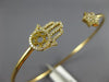 ESTATE .29CT DIAMOND 14KT YELLOW GOLD STAR OF DAVID HAMSA LUCKY BANGLE BRACELET