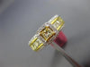 ESTATE 2.07CT WHITE & FANCY YELLOW DIAMOND 18K 2 TONE GOLD HALO ENGAGEMENT RING