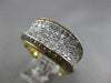 ESTATE WIDE & LARGE 1.5CT DIAMOND 14KT TWO TONE GOLD MULTI ROW PAVE WEDDING RING