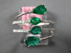 ESTATE WIDE 1.16CT DIAMOND & AAA EMERALD 18K WHITE GOLD 3D CRISS CROSS LOVE RING