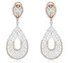 LARGE 8.25CT DIAMOND 18KT WHITE ROSE GOLD CLUSTER OPEN FILIGREE HANGING EARRINGS