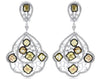 4.87CT MULTI COLOR DIAMOND 18KT WHITE GOLD FLOWER OPEN FILIGREE HANGING EARRINGS