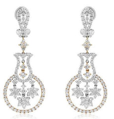 LARGE 5.14CT DIAMOND 18KT ROSE GOLD 3D MULTI FLOWER CHANDELIER HANGING EARRINGS