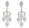 LARGE 6.80CT DIAMOND 18KT 2 TONE GOLD 3D MULTI LEAF CHANDELIER HANGING EARRINGS