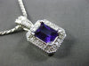 ESTATE 2.58CT DIAMOND & AMETHYST 14K WHITE GOLD SQUARE MILGRAIN FLOATING PENDANT