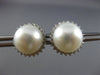 ESTATE LARGE .50CT ROUND DIAMOND & SOUTH SEA PEARL 14KT WHITE GOLD STUD EARRINGS