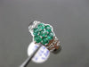 ESTATE WIDE .90CT DIAMOND & AAA COLOMBIAN EMERALD PLATINUM 3D FLOWER RING