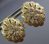 ESTATE LARGE .75CT DIAMOND 14K YELLOW GOLD 3D OPEN FILIGREE FLOWER STUD EARRINGS