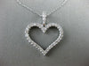ESTATE LARGE .50CT DIAMOND 14KT WHITE GOLD 3D CLASSIC OPEN HEART LOVE PENDANT
