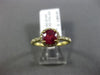 ESTATE 1.48CT DIAMOND & AAA RUBY 14KT YELLOW GOLD 3D ROUND HALO ENGAGEMENT RING