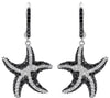 2.25CT WHITE & BLACK DIAMOND 14K WHITE GOLD MULTI ROW STAR FISH HANGING EARRINGS