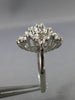 ESTATE LARGE 1.0CT DIAMOND 14KT WHITE GOLD 3D CLASSIC CLUSTER FLOWER LOVE RING