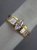 ESTATE .89CT MARQUISE & BAGUETTE DIAMOND 14K YELLOW GOLD PYRAMID ENGAGEMENT RING