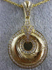 ESTATE LARGE .56CT DIAMOND 18KT YELLOW GOLD V SHAPE CIRCLE OF LIFE LOVE PENDANT