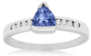 ESTATE .51CT DIAMOND & AAA TANZANITE 14KT WHITE GOLD 3D TRILLION ENGAGEMENT RING