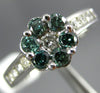 ESTATE .72CT WHITE AND BLUE DIAMOND 14KT WHITE GOLD 3D FLOWER CLUSTER LOVE RING