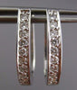 ESTATE .54CT DIAMOND 14KT WHITE GOLD 3D CLASSIC OVAL HUGGIE HANGING EARRINGS